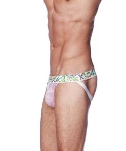 4-rth MEN Zen Jock Strap (Pink & Grey Stripe)