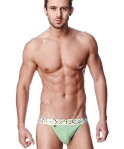 4-rth Zen Jock Strap (Green & White Stripe)