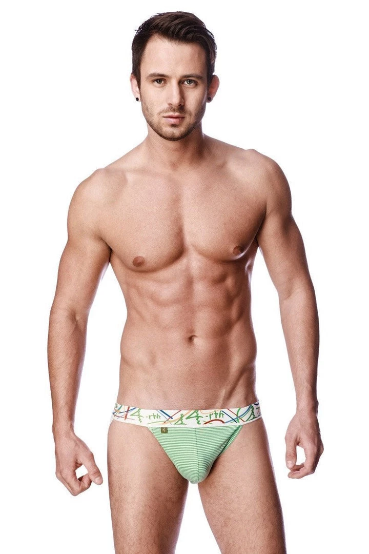 4-rth Zen Jock Strap (Green & White Stripe)