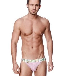 4-rth MEN Zen Jock Strap (Pink & Grey Stripe)