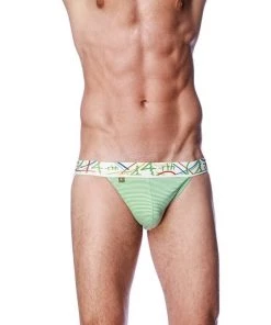 4-rth Zen Jock Strap (Green & White Stripe)