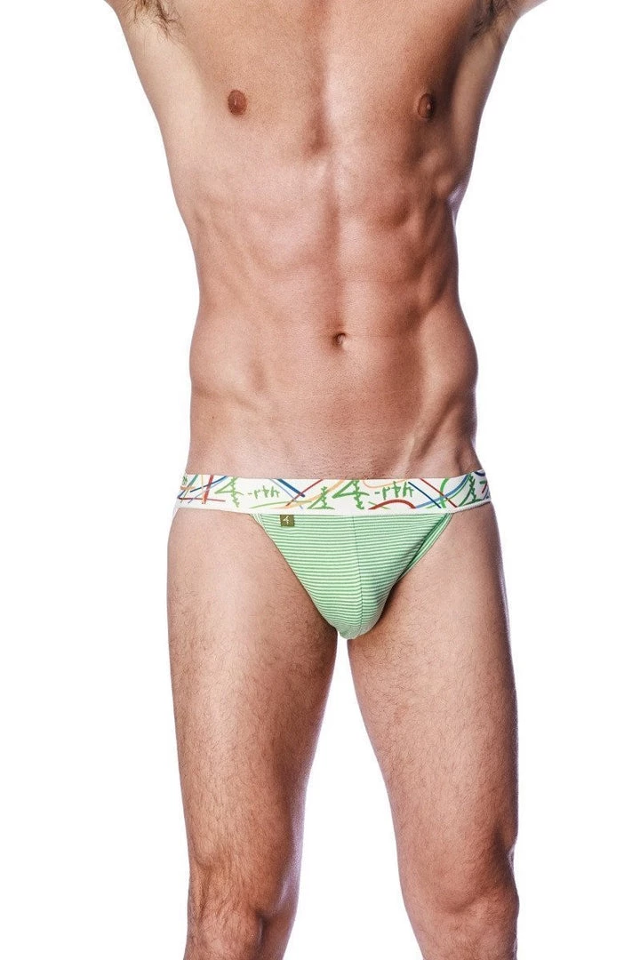 4-rth Zen Jock Strap (Green & White Stripe)