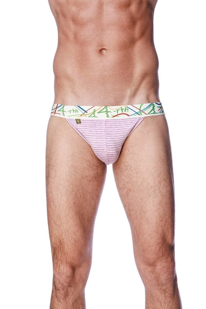 4-rth MEN Zen Jock Strap (Pink & Grey Stripe)