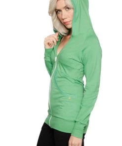 4-rth Zip-up Long Body Travel Hoodie (Bamboo Green) Hoodie Jackets