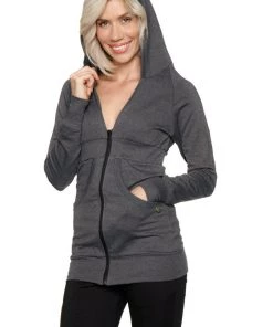 4-rth Zip-up Long Body Travel Hoodie Jacket (Charcoal)