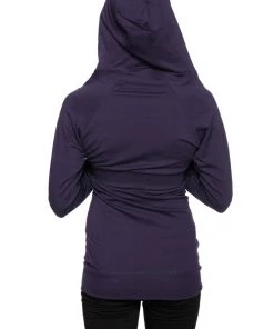 4-rth Zip-up Long Body Travel Hoodie Jacket (Eggplant Purple)