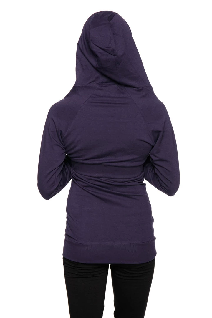 4-rth Zip-up Long Body Travel Hoodie Jacket (Eggplant Purple)