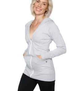 4-rth Hoodie Jackets Zip-up Long Body Travel Hoodie Jacket (Heather Grey)