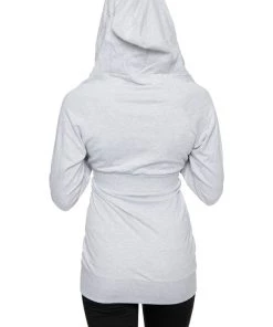 4-rth Hoodie Jackets Zip-up Long Body Travel Hoodie Jacket (Heather Grey)