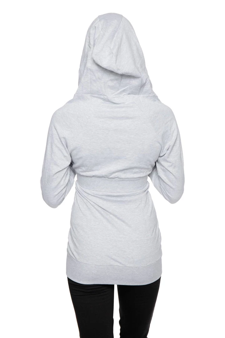4-rth Hoodie Jackets Zip-up Long Body Travel Hoodie Jacket (Heather Grey)