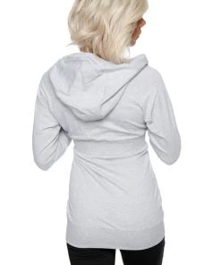 4-rth Hoodie Jackets Zip-up Long Body Travel Hoodie Jacket (Heather Grey)