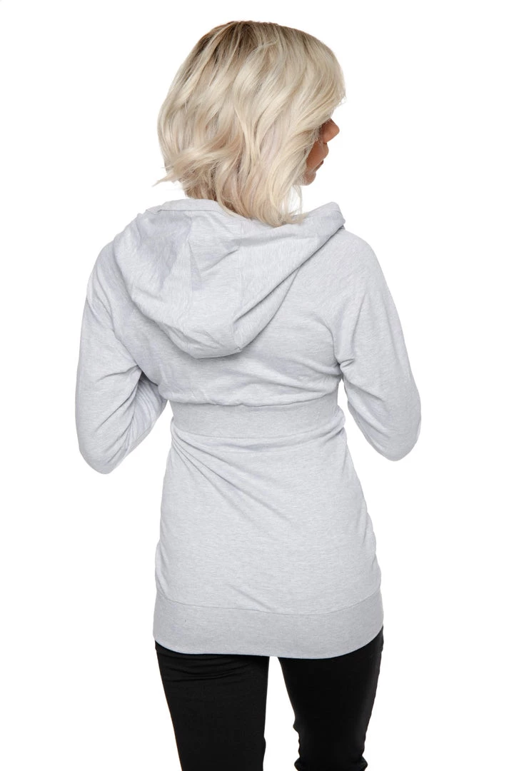 4-rth Hoodie Jackets Zip-up Long Body Travel Hoodie Jacket (Heather Grey)