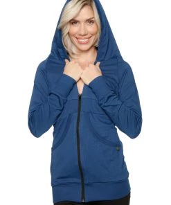 4-rth Hoodie Jackets Zip-up Long Body Travel Hoodie Jacket (Royal Blue)