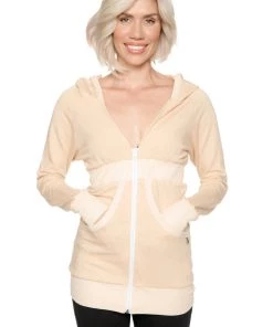 4-rth New Zip-up Long Body Travel Hoodie Jacket (Sand Beige)