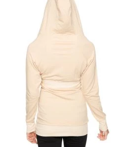 4-rth New Zip-up Long Body Travel Hoodie Jacket (Sand Beige)