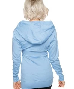 4-rth Hoodie Jackets Zip-up Long Body Travel Hoodie Jacket (Sky Baby Blue)