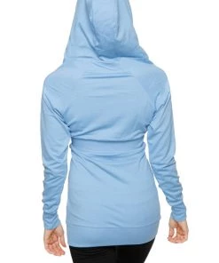4-rth Hoodie Jackets Zip-up Long Body Travel Hoodie Jacket (Sky Baby Blue)