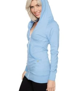 4-rth Hoodie Jackets Zip-up Long Body Travel Hoodie Jacket (Sky Baby Blue)