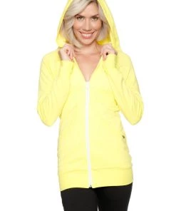 4-rth Zip-up Long Body Travel Hoodie Jacket (Tropic Yellow)