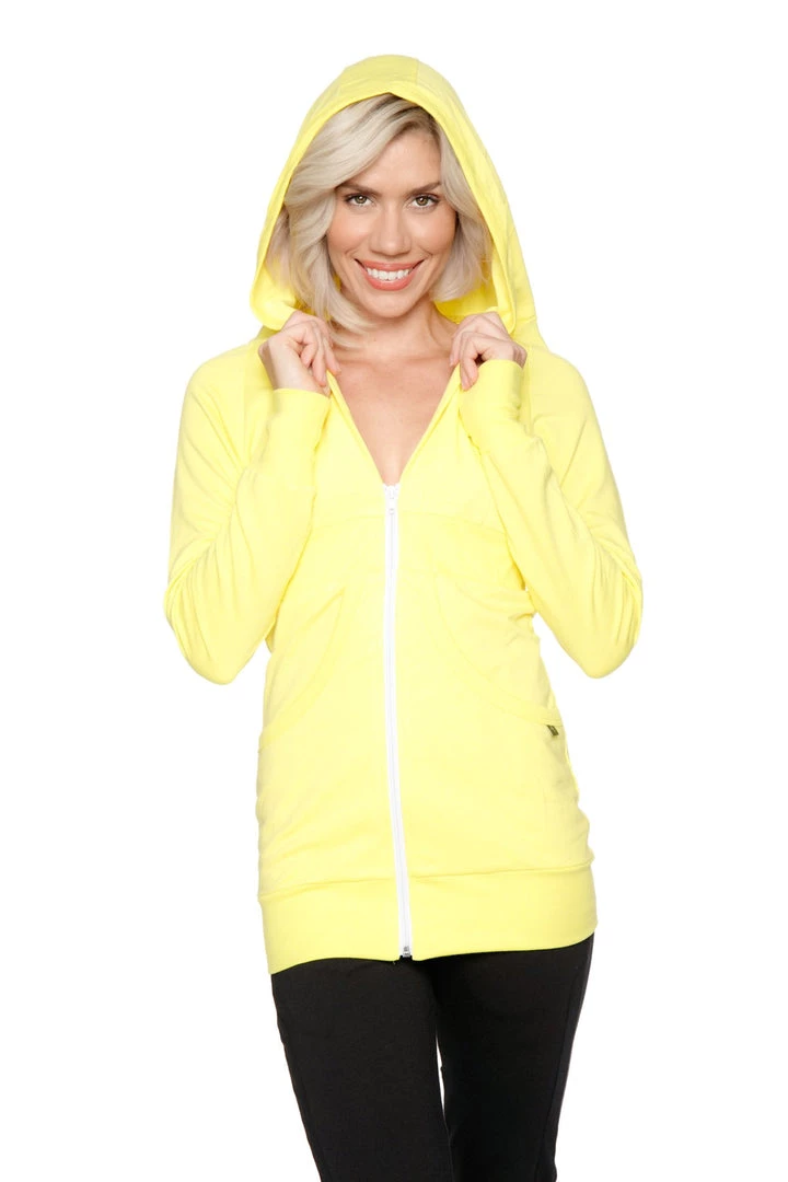 4-rth Zip-up Long Body Travel Hoodie Jacket (Tropic Yellow)