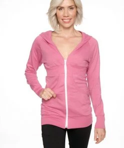 4-rth Zip-up Long Body Travel-ready Hoodie (Berry Pink) Hoodie Jackets