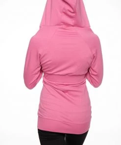 4-rth Zip-up Long Body Travel-ready Hoodie (Berry Pink) Hoodie Jackets